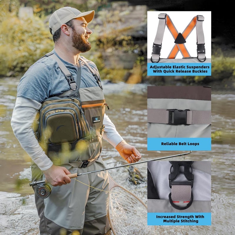 Trudave Store Fishing Waders, Waterproof Chest Waders for Men & Women, Lightweight Insulated Stockingfoot Waders Breathable Fly Fishing Waders for Fishing Hunting - Image 4